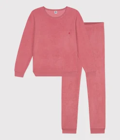 Petit Bateau Homewear|Schlafanzüge, Nachthemden*Damen-Pyjama aus aufgerautem einfarbigen Frottee rosa ROSEWOOD