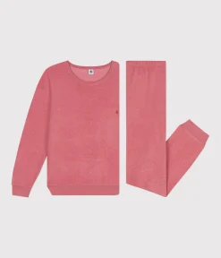 Petit Bateau Homewear|Schlafanzüge, Nachthemden*Damen-Pyjama aus aufgerautem einfarbigen Frottee rosa ROSEWOOD