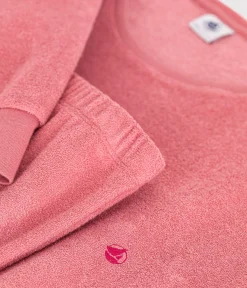 Petit Bateau Homewear|Schlafanzüge, Nachthemden*Damen-Pyjama aus aufgerautem einfarbigen Frottee rosa ROSEWOOD