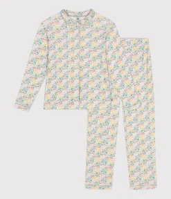 Petit Bateau Homewear|Schlafanzüge, Nachthemden*Damen-Pyjama aus Baumwolle mit Blumenmotiv weiss MARSHMALLOW/weiss MULTICO