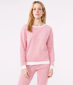 Petit Bateau Homewear|Schlafanzüge, Nachthemden*Damen-Pyjama aus Baumwolle mit Streifen rosa ROSEWOOD/ MARSHMALLOW