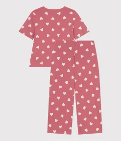 Petit Bateau Homewear|Schlafanzüge, Nachthemden*Damen-Pyjama aus Baumwolle mit Herzmotiv rosa ROSEWOOD/ MARSHMALLOW
