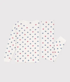 Petit Bateau Homewear|Schlafanzüge, Nachthemden*Damen-Pyjama aus Baumwolle mit Herzmotiv weiss MARSHMALLOW/weiss MULTICO