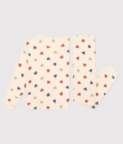Petit Bateau Homewear|Schlafanzüge, Nachthemden*Damenpyjama aus Baumwolle mit Herzmotiv weiss AVALANCHE/ MULTICO