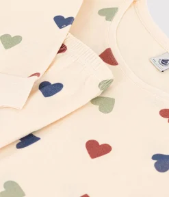 Petit Bateau Homewear|Schlafanzüge, Nachthemden*Damenpyjama aus Baumwolle mit Herzmotiv weiss AVALANCHE/ MULTICO