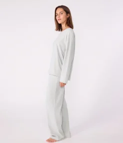Petit Bateau Schlafanzüge, Nachthemden|Homewear*Damen-Pyjama aus einfarbigem Nicki mit geradem Bein CO2