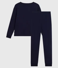 Petit Bateau Homewear|Schlafanzüge, Nachthemden*Damen-Pyjama aus einfarbiger Baumwolle blau SMOKING