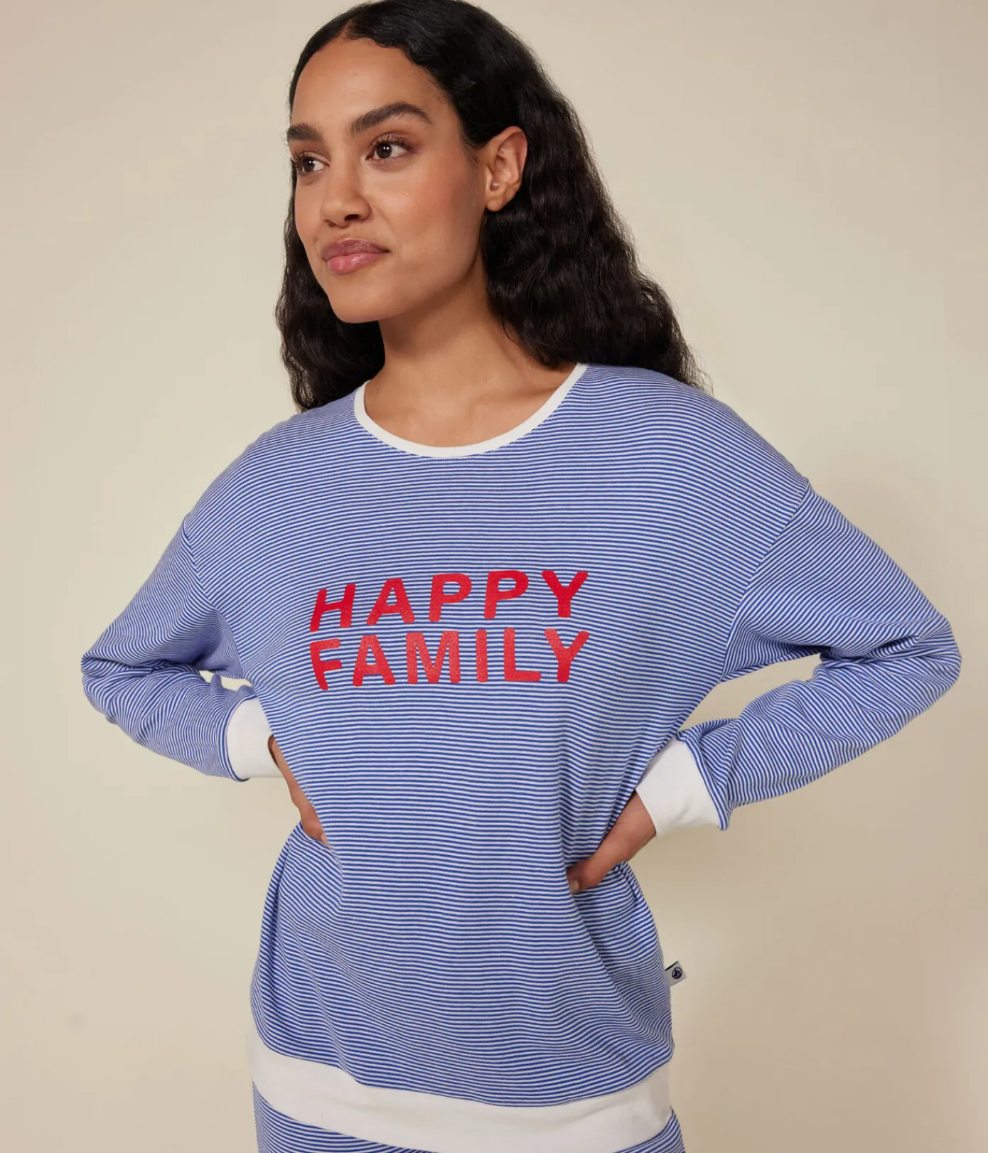 Petit Bateau Homewear|Schlafanzüge, Nachthemden*Damen-Pyjama aus gestreifter Baumwolle blau CALVIN/ MARSHMALLOW