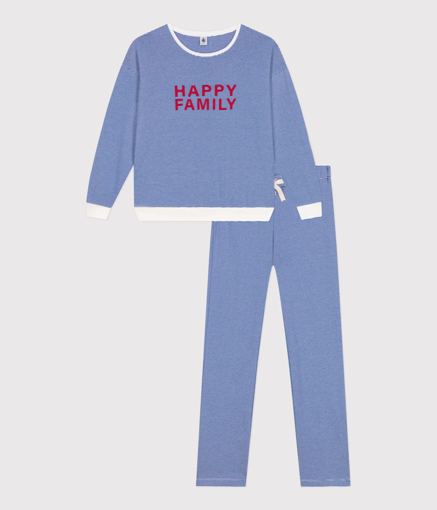 Petit Bateau Homewear|Schlafanzüge, Nachthemden*Damen-Pyjama aus gestreifter Baumwolle blau CALVIN/ MARSHMALLOW