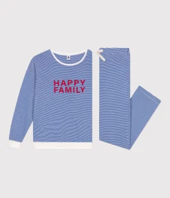 Petit Bateau Homewear|Schlafanzüge, Nachthemden*Damen-Pyjama aus gestreifter Baumwolle blau CALVIN/ MARSHMALLOW