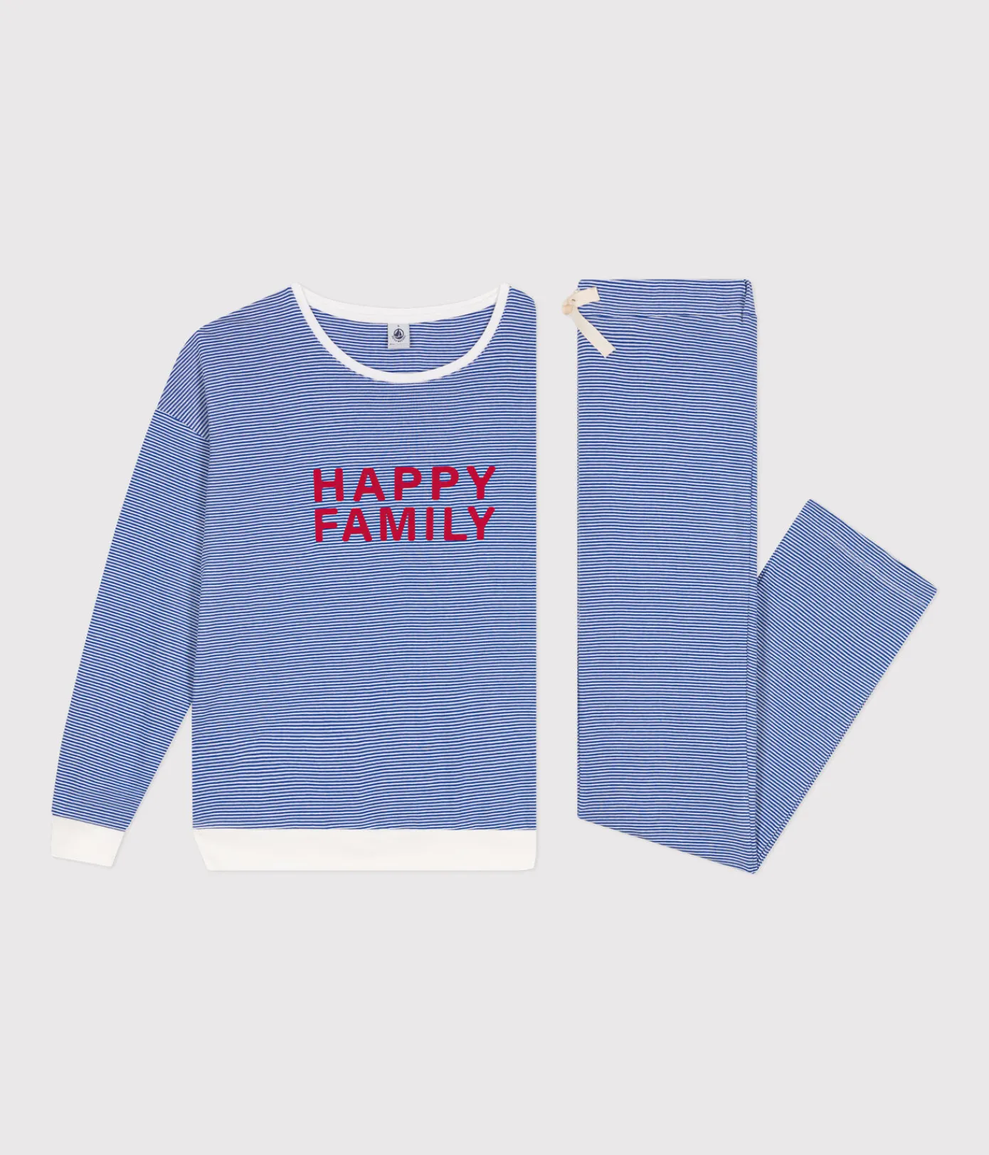 Petit Bateau Homewear|Schlafanzüge, Nachthemden*Damen-Pyjama aus gestreifter Baumwolle blau CALVIN/ MARSHMALLOW
