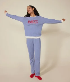 Petit Bateau Homewear|Schlafanzüge, Nachthemden*Damen-Pyjama aus gestreifter Baumwolle blau CALVIN/ MARSHMALLOW