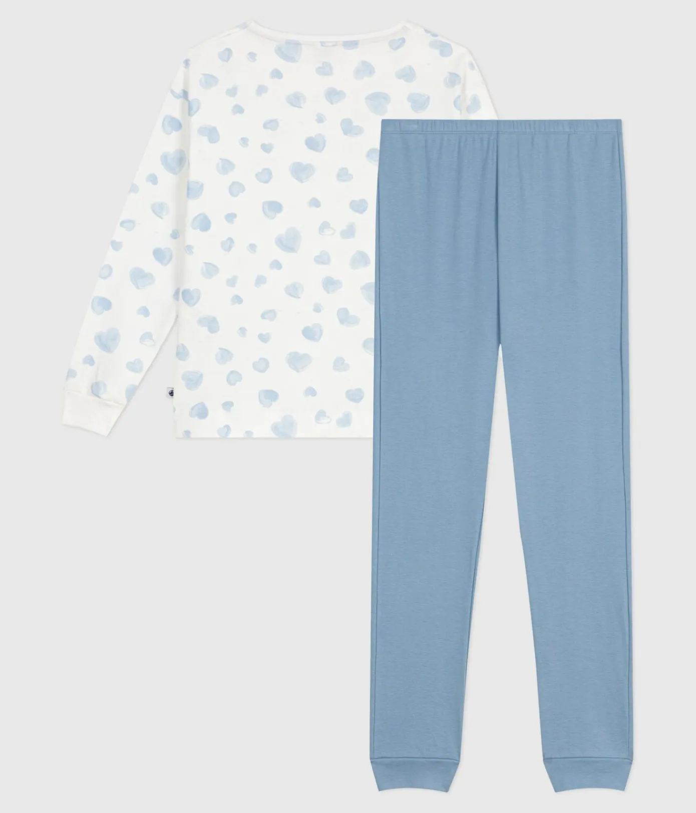 Petit Bateau Homewear|Schlafanzüge, Nachthemden*Damen-Pyjama aus zwei Baumwollstoffen mit Herzmotiv blau ADRIATIC/ MULTICO