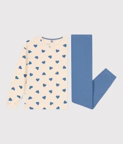 Petit Bateau Homewear|Schlafanzüge, Nachthemden*Damen-Pyjama mit zwei Stoffen aus Baumwolle blau BEACH/ AVALANCHE