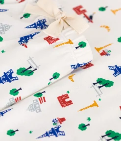 Petit Bateau Schlafanzüge, Nachthemden*Damen-Pyjama, Shorts und T-Shirt aus Baumwolle mit Paris-Motiv weiss MARSHMALLOW/blau MEDIEVAL/ MULTICO