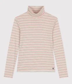 Petit Bateau Homewear|Alle Langarmshirts*Damen-Rollkragenshirt weiss AVALANCHE/ MULTICO