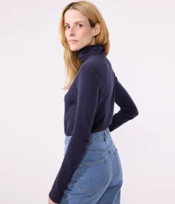 Petit Bateau Homewear|Alle Langarmshirts*Damen-Rollkragenshirt blau SMOKING
