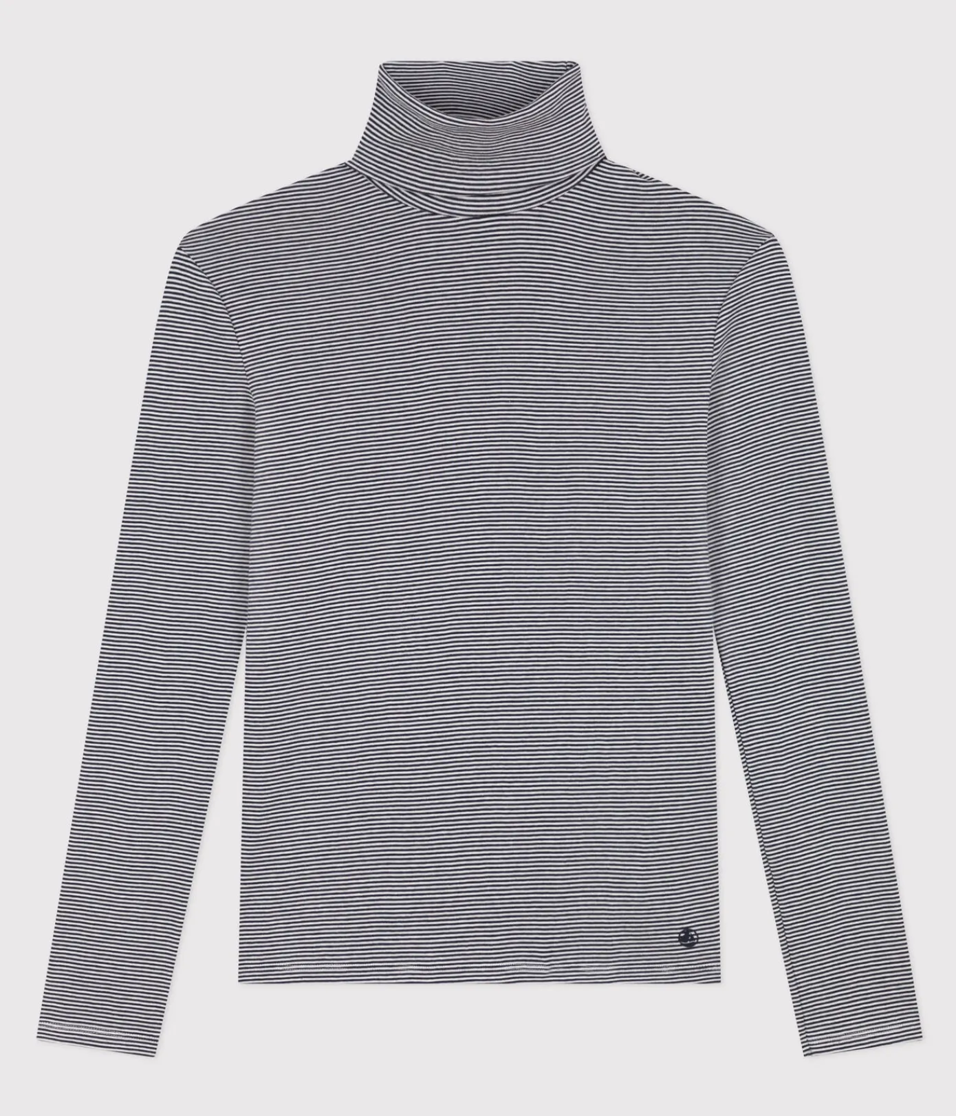 Petit Bateau Homewear|Alle Langarmshirts*Damen-Rollkragenshirt blau SMOKING/weiss MARSHMALLOW