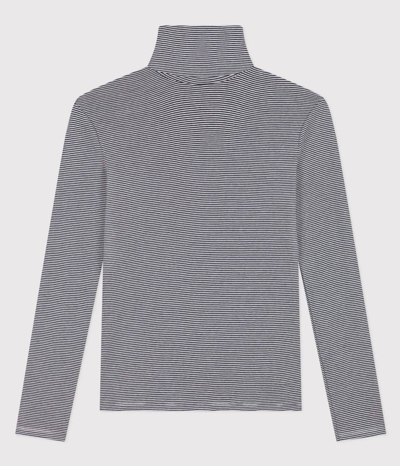 Petit Bateau Homewear|Alle Langarmshirts*Damen-Rollkragenshirt blau SMOKING/weiss MARSHMALLOW