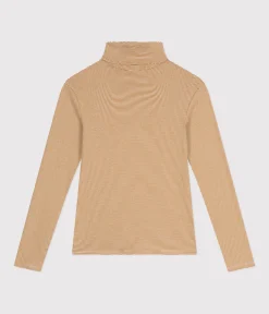 Petit Bateau Homewear|Alle Langarmshirts*Damen-Rollkragenshirt braun CUIVRE/ MARSHMALLOW