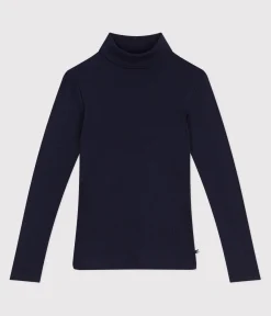 Petit Bateau Homewear|Alle Langarmshirts*Damen-Rollkragenshirt L'Iconique aus Baumwolle und Wolle blau SMOKING