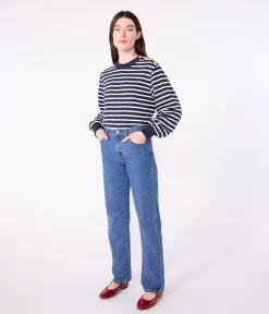 Petit Bateau Streifenshirts, Pullover, Cardigans*Damen-Streifenshirt blau SMOKING/weiss MARSHMALLOW