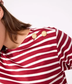 Petit Bateau Streifenshirts, Pullover, Cardigans*Damen-Streifenshirt ROT AMARANTE/ MILK