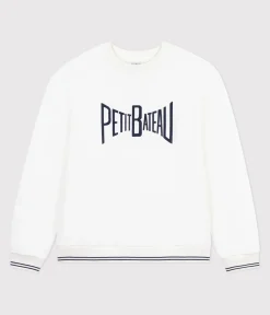 Petit Bateau Streifenshirts, Pullover, Cardigans*Damen-Sweatshirt aus bedruckter Baumwolle weiss MARSHMALLOW