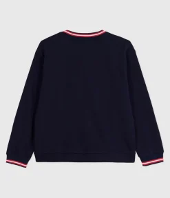 Petit Bateau Streifenshirts, Pullover, Cardigans*Damen-Sweatshirt aus einfarbiger Baumwolle blau SMOKING