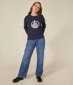 Petit Bateau Streifenshirts, Pullover, Cardigans*Damen-Sweatshirt aus Molton blau SMOKING