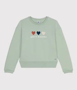 Petit Bateau Streifenshirts, Pullover, Cardigans*Damen-Sweatshirt aus Molton grün HERBIER