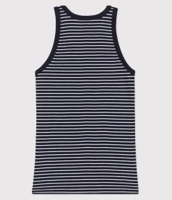 Petit Bateau Alle Tanktops|Das Ikonische (Slim)*Damen-Tanktop L’Iconique aus gestreifter Baumwolle blau SMOKING/weiss MARSHMALLOW