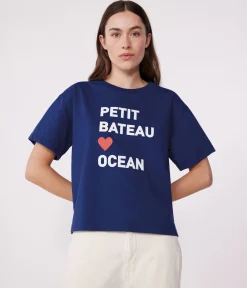 Petit Bateau Alle T-Shirts|T-Shirts, Tanktops*Damen-T-Shirt LE BOXY aus Baumwolle blau MEDIEVAL