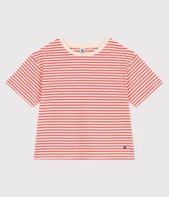 Petit Bateau Alle T-Shirts|T-Shirts, Tanktops*Damen-T-Shirt Le Boxy aus Baumwolle mit Streifen ROT AVALANCHE/ SPICY