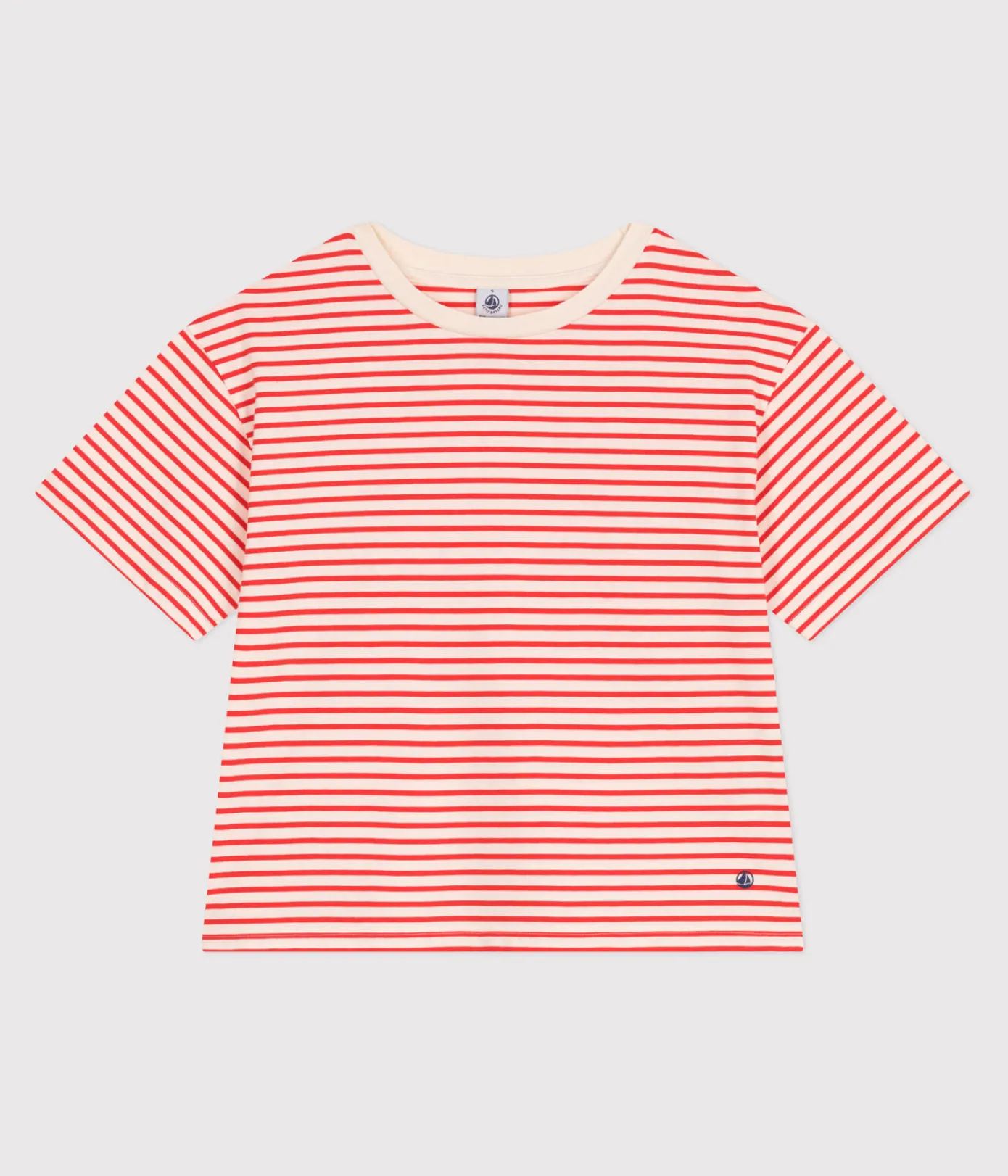 Petit Bateau Alle T-Shirts|T-Shirts, Tanktops*Damen-T-Shirt Le Boxy aus Baumwolle mit Streifen ROT AVALANCHE/ SPICY