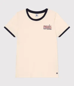 Petit Bateau Alle T-Shirts|Das Gerade (Regular)*Damen-T-Shirt Le Droit aus Baumwolle mit Paris-Motiv naturfarben AVALANCHE