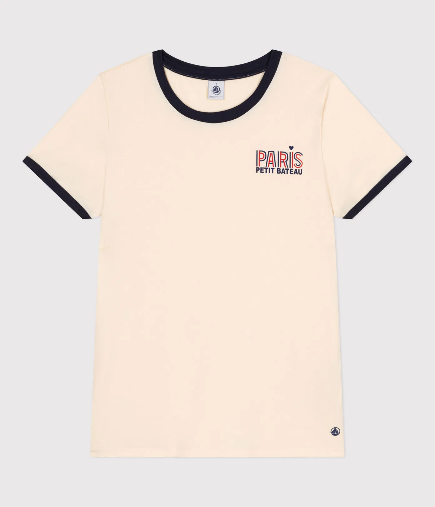 Petit Bateau Alle T-Shirts|Das Gerade (Regular)*Damen-T-Shirt Le Droit aus Baumwolle mit Paris-Motiv naturfarben AVALANCHE