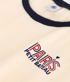 Petit Bateau Alle T-Shirts|Das Gerade (Regular)*Damen-T-Shirt Le Droit aus Baumwolle mit Paris-Motiv naturfarben AVALANCHE