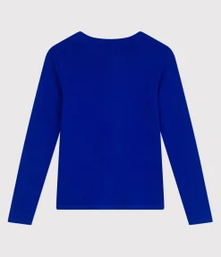Petit Bateau Alle Langarmshirts|Das Ikonische (Slim)*Damen-T-Shirt L'Iconique aus einfarbiger Baumwolle blau SURF