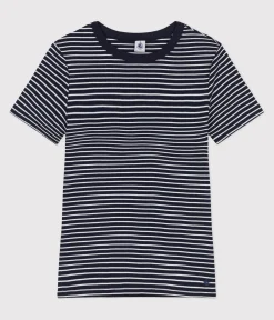 Petit Bateau Alle T-Shirts|Das Ikonische (Slim)*Damen-T-Shirt L'Iconique aus Baumwolle mit Streifen blau SMOKING/weiss MARSHMALLOW
