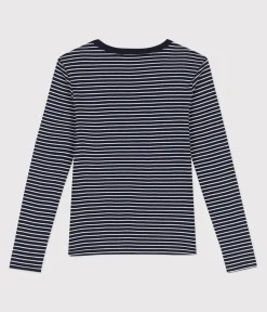 Petit Bateau Alle Langarmshirts|Das Ikonische (Slim)*Damen-T-Shirt L'Iconique aus Baumwolle mit Streifen blau SMOKING/weiss MARSHMALLOW