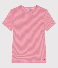 Petit Bateau Alle T-Shirts|Das Ikonische (Slim)*Damen-T-Shirt L'Iconique aus Baumwolle mit Streifen rosa PEONIA/ MARSHMALLOW