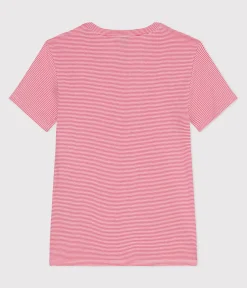 Petit Bateau Alle T-Shirts|Das Ikonische (Slim)*Damen-T-Shirt L'Iconique aus Baumwolle mit Streifen rosa PEONIA/ MARSHMALLOW