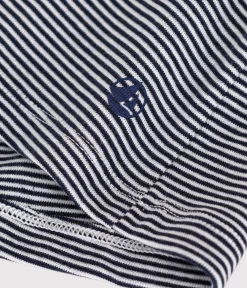 Petit Bateau Alle T-Shirts|Das Ikonische (Slim)*Damen-T-Shirt L'Iconique aus Baumwolle mit V-Ausschnitt, gestreift blau SMOKING/weiss MARSHMALLOW