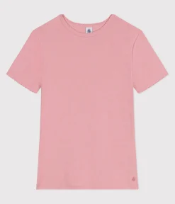 Petit Bateau Alle T-Shirts|Das Ikonische (Slim)*Damen-T-Shirt L’ICONIQUE aus einfarbiger Baumwolle mit Pikotkante rosa CHARME