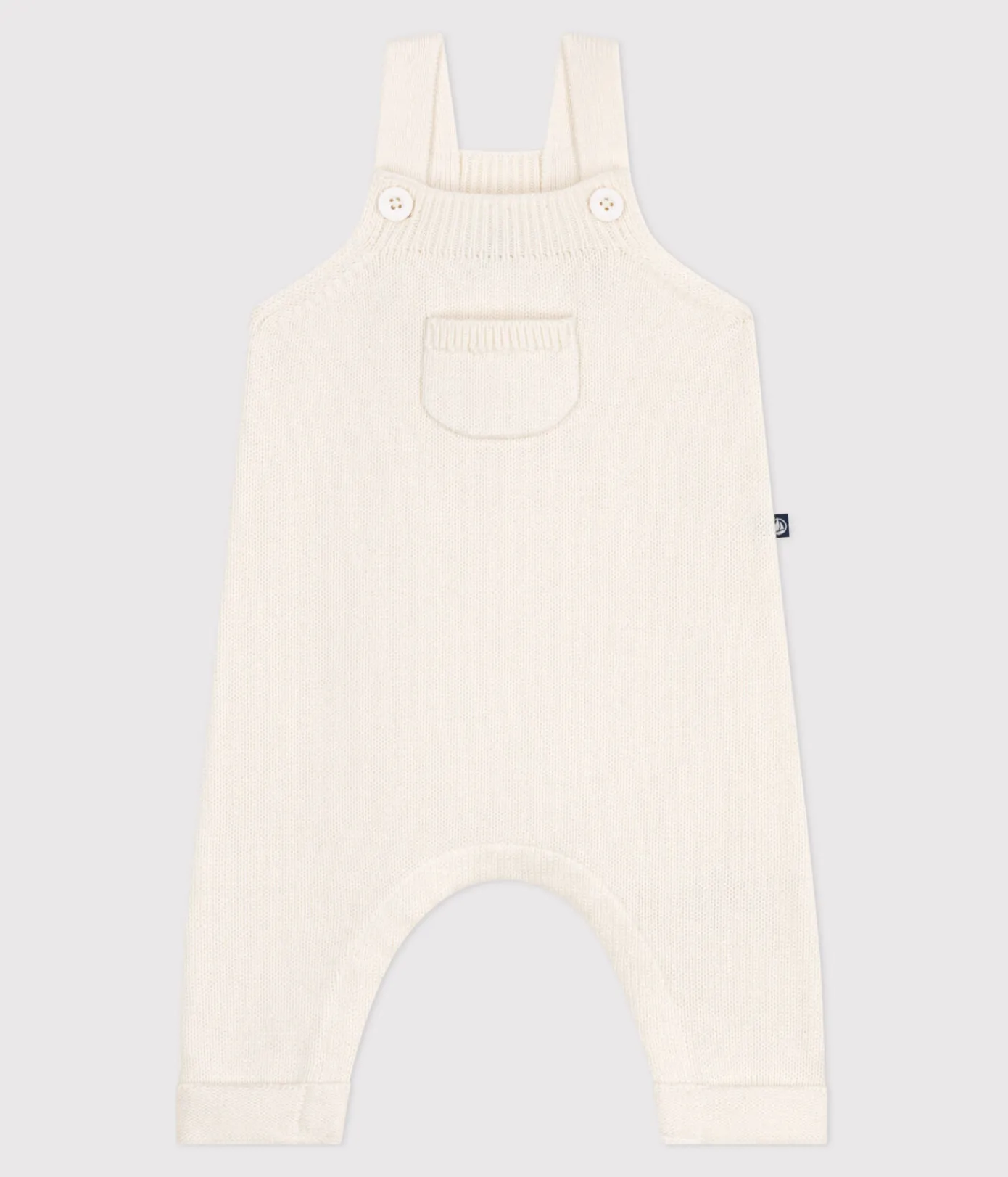 Petit Bateau Sets, Overalls & Latzhosen|Newborn*Einfarbige Baby-Latzhose aus Woll- und Baumwollstrick weiss MARSHMALLOW