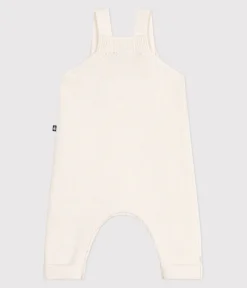 Petit Bateau Sets, Overalls & Latzhosen|Newborn*Einfarbige Baby-Latzhose aus Woll- und Baumwollstrick weiss MARSHMALLOW