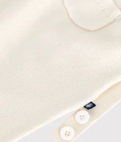 Petit Bateau Sets, Overalls & Latzhosen|Newborn*Einfarbige Baby-Latzhose aus Woll- und Baumwollstrick weiss MARSHMALLOW