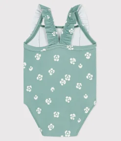 Petit Bateau Bademode, Uv-Kleidung*Einteiliger Baby-Badeanzug mit Rüschen und Blumenmuster blau PAUL/weiss MARSHMALLOW