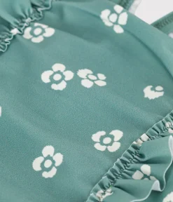 Petit Bateau Bademode, Uv-Kleidung*Einteiliger Baby-Badeanzug mit Rüschen und Blumenmuster blau PAUL/weiss MARSHMALLOW